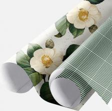 Упаковочные материалы Be Smart Бумага оберточная упаковочная для подарков "Flora" 70х100 см, набор 2 рулона + атласная лента