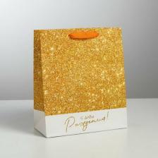 Упаковочные материалы Дарите Счастье Пакет ламинированный вертикальный "С Днем Рождения!", ML 23 x 27 x 11,5 см