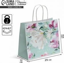 Упаковочные материалы Дарите Счастье Пакет подарочный крафтовый "Present", 25 x 22 x 12 см