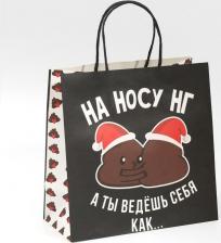 Упаковочные материалы Дарите Счастье Пакет подарочный "На носу нг", 22 x 22 x 11 см