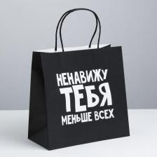 Упаковочные материалы Дарите Счастье Пакет подарочный "Ненавижу тебя меньше всех", 22 х 22 х 11 см