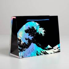 Упаковочные материалы Дарите Счастье Пакет подарочный The sea, голографический, 27 x 23 x 11,5 см