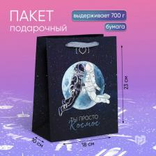 Упаковочные материалы Дарите Счастье Пакет подарочный вертикальный "Ты просто космос", MS 18 х 23 x 10 см