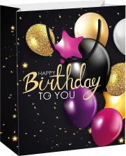 Упаковочные материалы Золотая сказка Пакет подарочный 33 х 12,7 х 44,7 см "Happy Birthday", фольга, черный