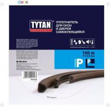 Уплотнитель Tytan Уплотнитель для окон P-профиль, 9 x 5,5 мм, бухта 100 м, черный