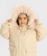 Верхняя одежда для девочки Button Blue Пальто зимнее водоотталкивающее бежевое, 122, 224BBGMC4503