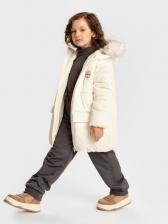 Верхняя одежда для девочки Button Blue Пальто зимнее водоотталкивающеесо съемным мехом молочное, 104, 224BBGMC4502