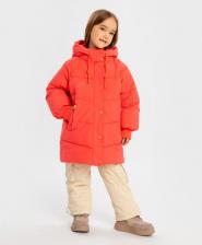 Верхняя одежда для девочки Button Blue Полупальто демисезонноеи принтом лапки коралловое, 104, 224BBGMC4602