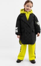 Верхняя одежда для девочки Gulliver Полупальто демисезонное с отстёгивающейся манишкойчёрное, 122, 22401GMC4501