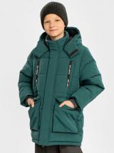 Верхняя одежда для мальчика Button Blue Полупальто зимнее водоотталкивающее с капюшоном зеленое, 164, 224BBBJC4602