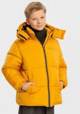 Верхняя одежда для мальчика Button Blue Пуховик зимний водоотталкивающий съемный капюшон желтый, 134, 224BBBJC4106