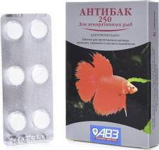 Ветеринарный препарат Агроветзащита Антибак-250 (6 таб) антибактериальный препарат для рыб
