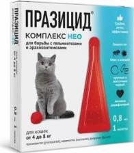 Ветеринарный препарат Apicenna празицид-Комплекс НЕО для кошек от 4 до 8 кг: от глистов, клещей, вшей