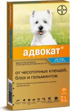 Ветеринарный препарат Bayer Капли для собак АДВОКАТ 100 от чесоточных клещей, блох и гельминтов 1мл 1 пип