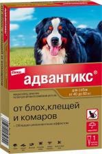 Ветеринарный препарат Bayer Капли для собак от 40 до 60 кг от клещей и блох Адвантикс 600C 6мл, 4 шт