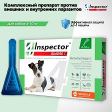 Ветеринарный препарат Inspector Quadro C капли для собак весом 4-10 кг от внешних и внутренних паразитов
