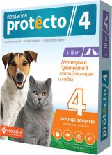 Ветеринарный препарат Neoterica Капли на холку для кошек и собак 4-10 кг Protecto пипетка 2 шт