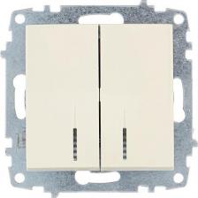 Выключатель ABB Выключатель 2-х клавишный с подсветкой кремовый