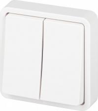 Выключатель Эра 11-1526-01 Переключатель Эксперт 11-1526-01 двойной IP55 10АХ-250В СУ белый, цена за 1 шт