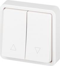Выключатель Эра 11-1528-01 Переключатель Эксперт 11-1528-01 для жалюзи кнопочный IP55, 10АХ-250В, СУ, белый, цена за 1 шт