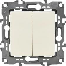 Выключатель Эра 12-1104-02 12-1104-02 Выключатель двойной, 10АХ-250В, IP20, Эра12, слоновая кость, цена за 1 шт