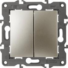 Выключатель Эра 12-1112-04 Переключатель Серия 12 12-1112-04 перекрёстный двойной, 10АХ-250В, шампань, цена за 1 шт