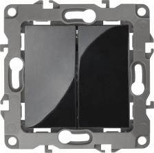 Выключатель Эра 12-1112-06 Переключатель Серия 12 12-1112-06 перекрёстный двойной, 10АХ-250В, чёрный, цена за 1 шт