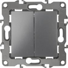 Выключатель Эра 12-1112-12 Переключатель Серия 12 12-1112-12 перекрёстный двойной, 10АХ-250В, графит, цена за 1 шт