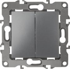 Выключатель Эра 12-1112-12 Переключатель Серия 12 12-1112-12 перекрёстный двойной, 10АХ-250В, графит, цена за 1 шт