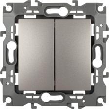 Выключатель Эра 12-1112-16 Переключатель перекрестный Серия 12 12-1112-16 двойной, 10АХ-250В, титан, цена за 1 шт