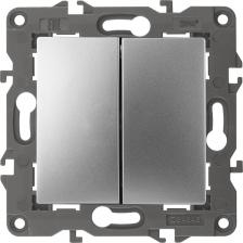 Выключатель Эра Переключатель Elegance 14-1112-03 перекрстный двойной, 10АХ250В, алюминий Б0065277