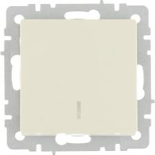Выключатель ИЭК BRITE Выключатель 1-клавишный с индикацией 10А ВС10-1-1-БрКр бежевый, цена за 1 шт