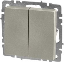 Выключатель ИЭК BRITE Выключатель 2-клавишный 10А ВС10-2-0-БрС сталь, цена за 1 шт