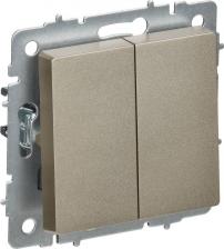 Выключатель ИЭК BRITE Выключатель 2-клавишный перекрестный 10А ВС10-2-3-БрШ шампань, цена за 1 шт