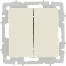 Выключатель ИЭК BRITE Выключатель 2-клавишный проходной 10А ВС10-2-6-БрКр бежевый, цена за 1 шт