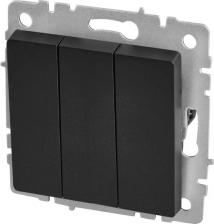 Выключатель ИЭК BRITE Выключатель 3-клавишный 10А ВС10-3-0-БрЧ черный, цена за 1 шт