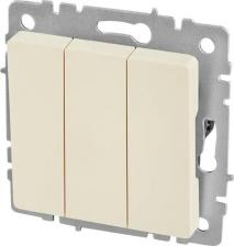 Выключатель ИЭК BRITE Выключатель 3-клавишный 10А ВС10-3-0-БрКр бежевый, цена за 1 шт
