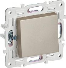 Выключатель ИЭК SKANDY Выключатель 1-клавишный проходной 10А SK-V02Sh шампань, цена за 1 шт