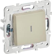 Выключатель ИЭК SKANDY Выключатель 1-клавишный проходной с индикацией 10А SK-V08B бежевый, цена за 1 шт