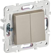 Выключатель ИЭК SKANDY Выключатель 2-клавишный 10А SK-V04Sh шампань, цена за 1 шт