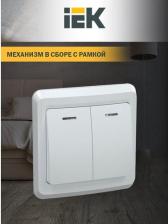 Выключатель ИЭК Выключатель 2-клавишный с индикацией ВС10-2-1-ВБ 10А ВЕГА белый, цена за 1 шт