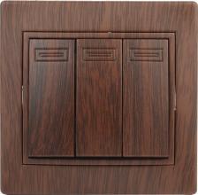 Выключатель Intro 1-106-10 1-106-10 Выключатель тройной, 10А-250В, IP20, СУ, Plano, венге, цена за 1 шт