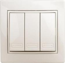 Выключатель Intro 1-106-11 1-106-11 Выключатель тройной, 10А-250В, IP20, СУ, Plano, сосна, цена за 1 шт