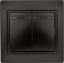 Выключатель Intro 1-107-05 Переключатель Plano 1-107-05 двухклавишный, 10А-250В, IP20, СУ, антрацит, цена за 1 шт