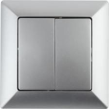 Выключатель Intro 4-107-03 Переключатель Solo 4-107-03 двухклавишный 10А-250В, IP20, СУ, алюминий, цена за 1 шт