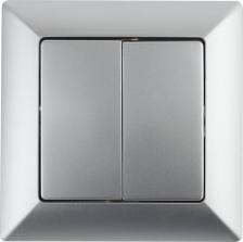 Выключатель Intro 4-107-03 Переключатель Solo 4-107-03 двухклавишный 10А-250В, IP20, СУ, алюминий, цена за 1 шт
