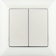 Выключатель Intro 4-107-06 Переключатель Solo 4-107-06 двухклавишный, 10А-250В, IP20, СУ, перламутр, цена за 1 шт