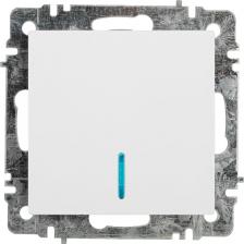 Выключатель Intro 6-102-01 Выключатель Accent 6-102-01 с подсветкой, 10А-250В, IP20, СУ, AL/CU, белый, цена за 1 шт