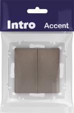 Выключатель Intro 6-104-08 Выключатель Accent 6-104-08 двойной, 10А-250В, IP20, СУ, AL/CU, бронза, цена за 1 шт
