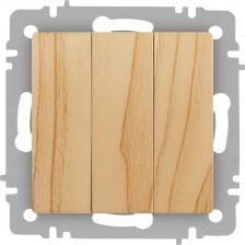 Выключатель Intro 6-106-11 Выключатель Accent 6-106-11 тройной, 10А-250В, IP20, СУ, AL/CU, сосна, цена за 1 шт